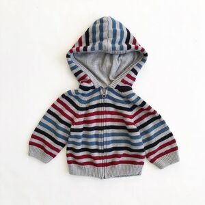 Gymboree stripe knit zip up hoodie VGUC 12-18m